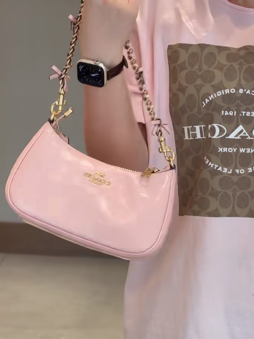 NWT！COACH Teri Mini Crossbody Bag With Bows（soft pink） - Picture 3 of 9